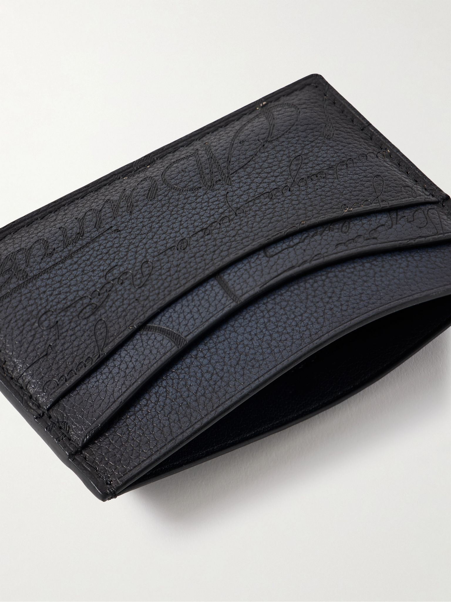 Bambou Scritto Venezia Softy Full-Grain Leather Cardholder Navy - 4