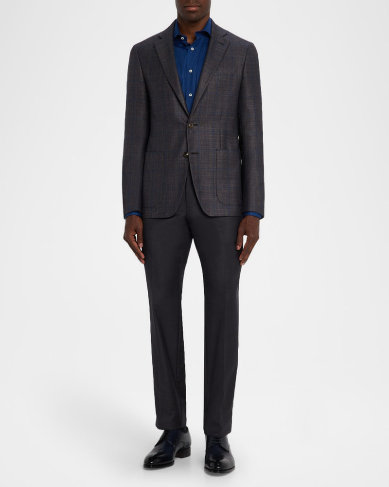 Canali Men's Silk and Cashmere Windowpane Sport Coat outlook