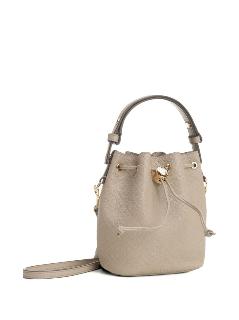 embossed-crest leather mini bucket bag 3