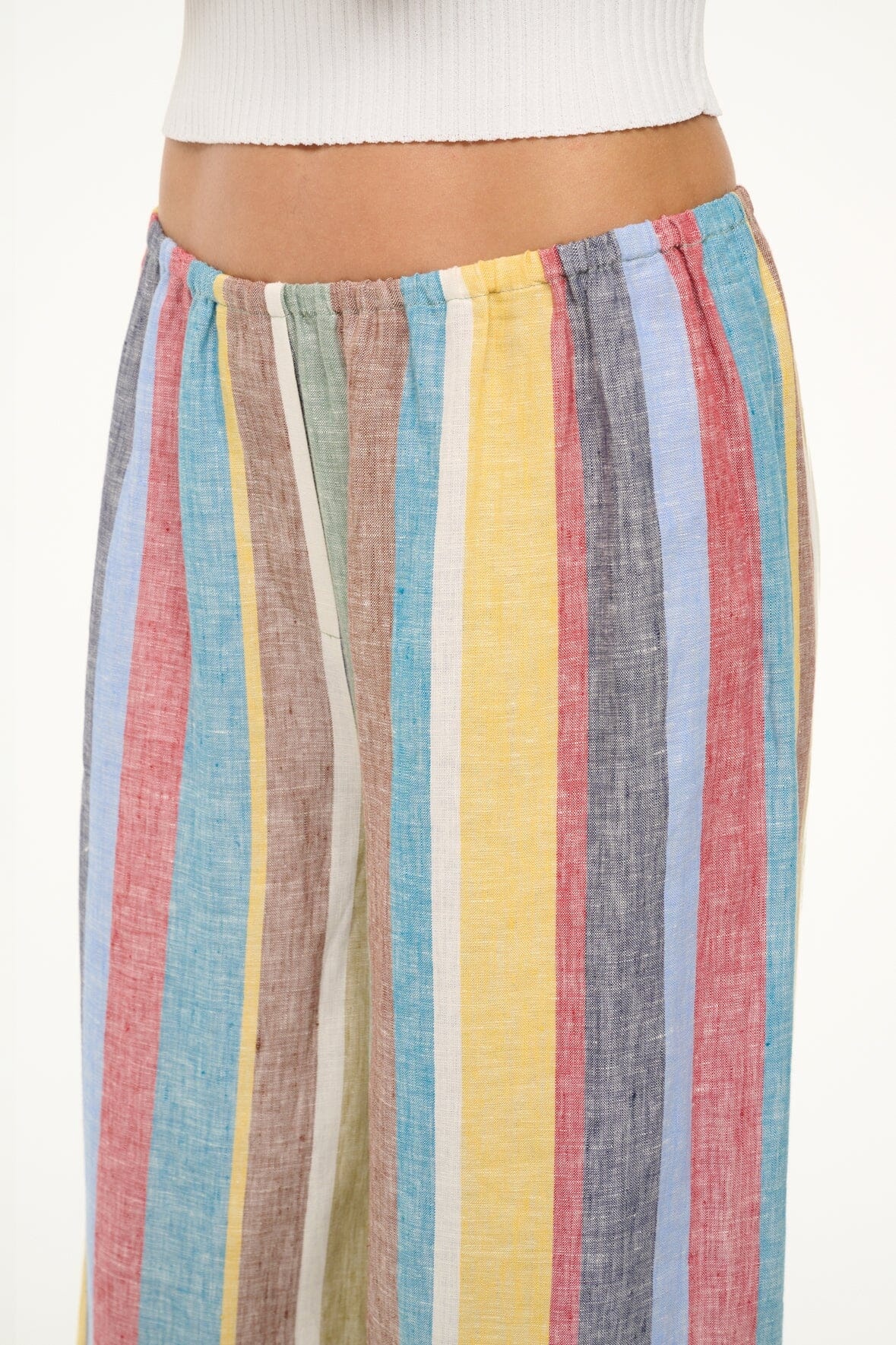 STAUD BONFIRE LINEN PANT MARKET STRIPE - 7