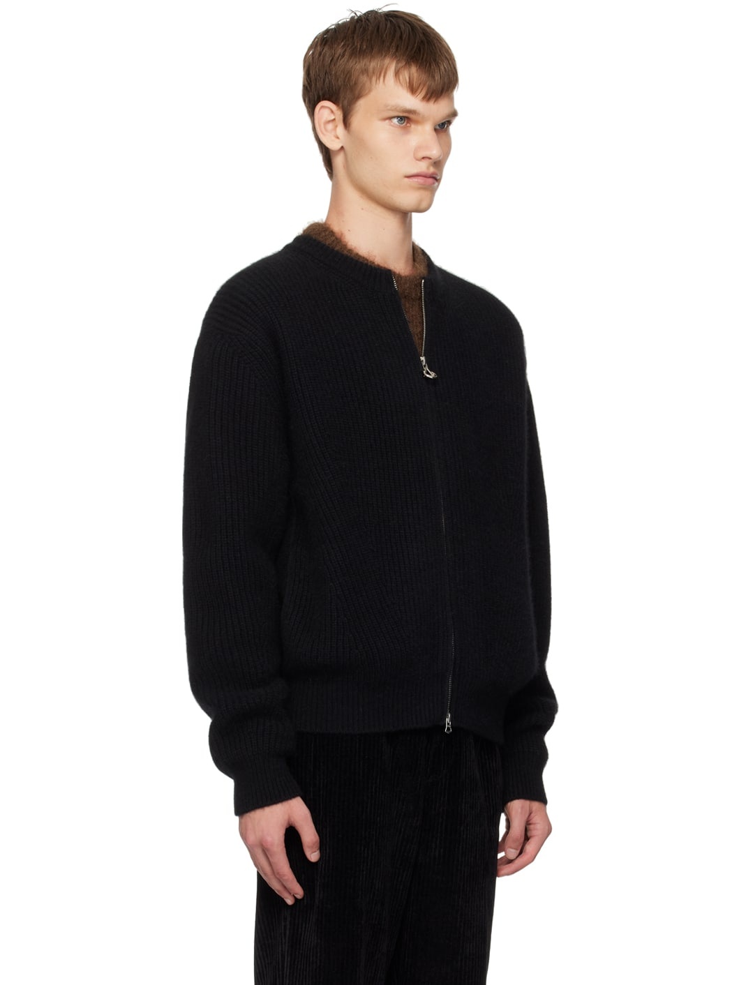Black Zip-Up Sweater - 2