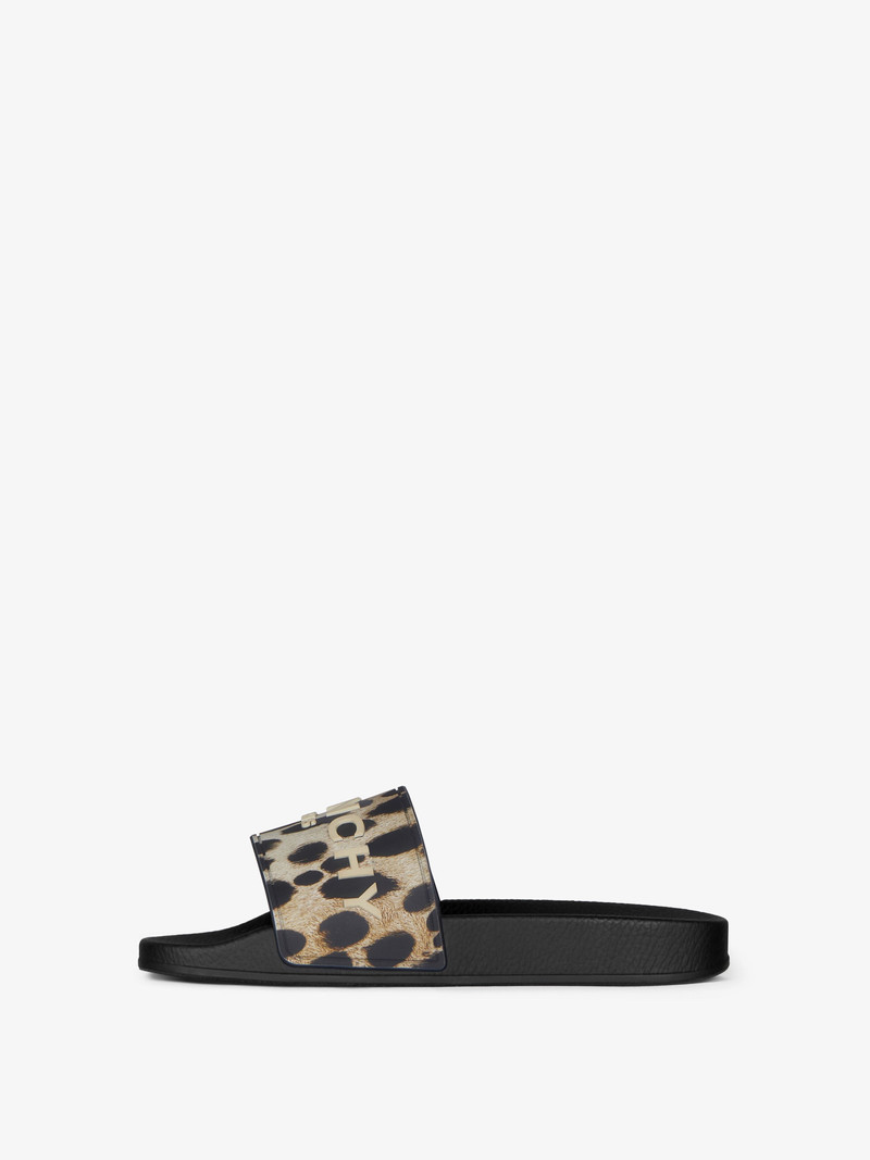 Givenchy SLIDE FLAT SANDALS IN RUBBER WITH LEOPARD PRINT outlook