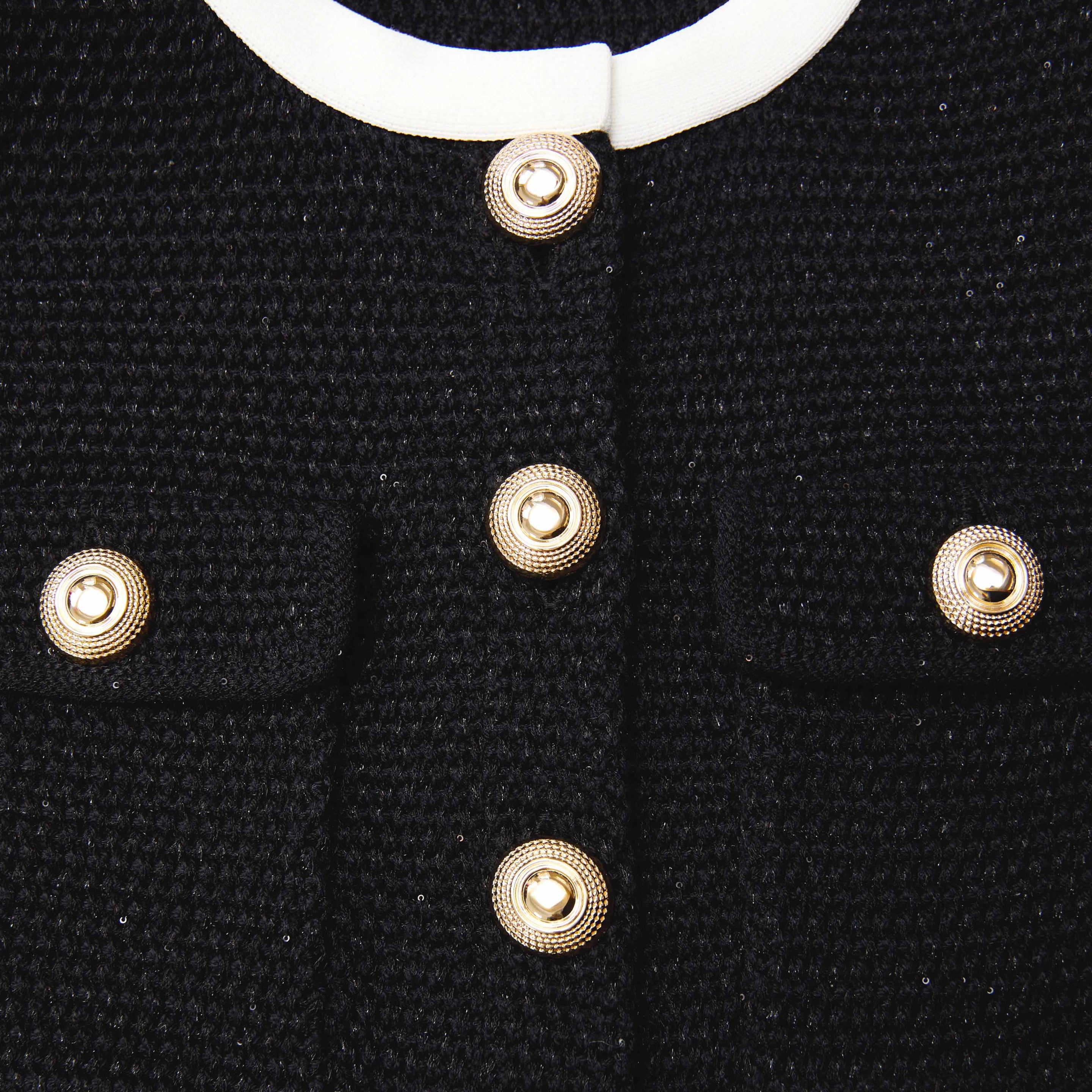 Black Knit Contrast Collar Mini Dress - 5