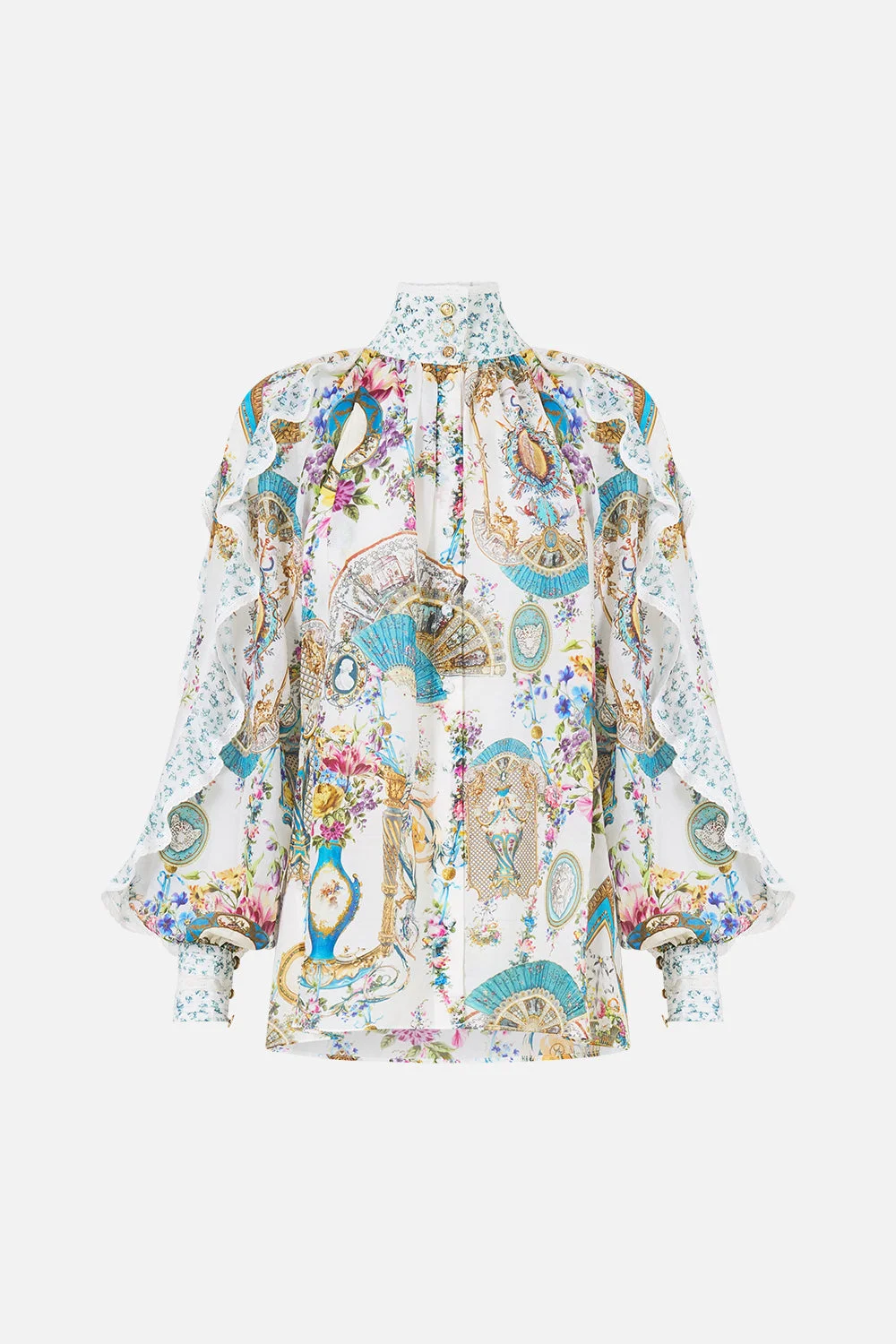 RELAXED BLOUSE WITH FRILL SLEEVE DETAIL - 1