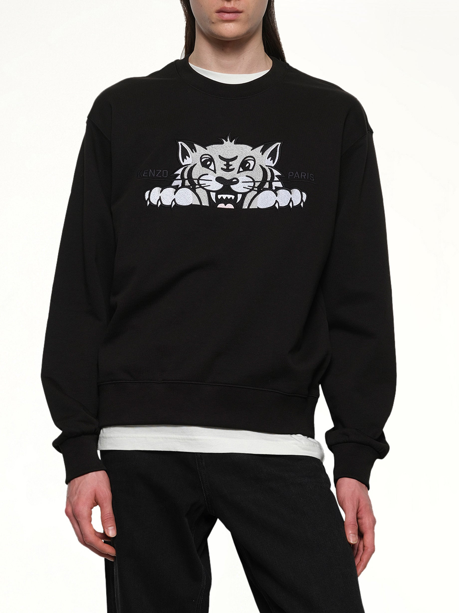 Kenzo Happy Tiger Embroidered Classic Sweatshirt in Black - 6