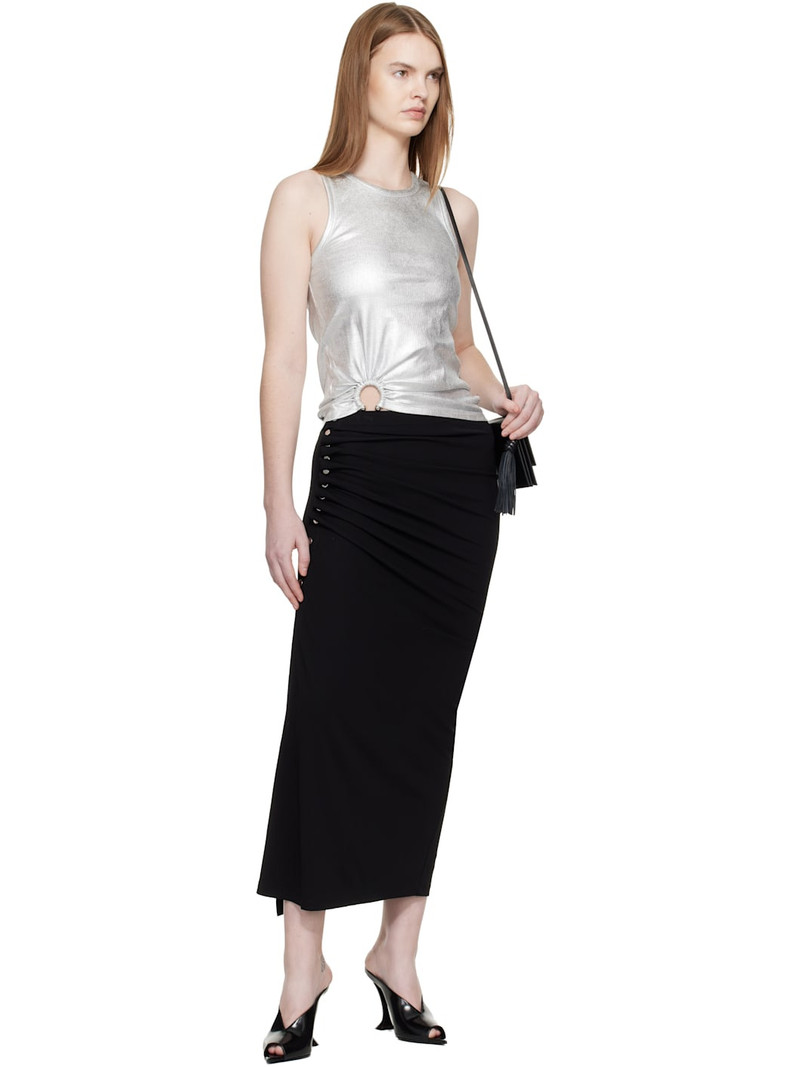 rabanne Black Draped Midi Skirt outlook