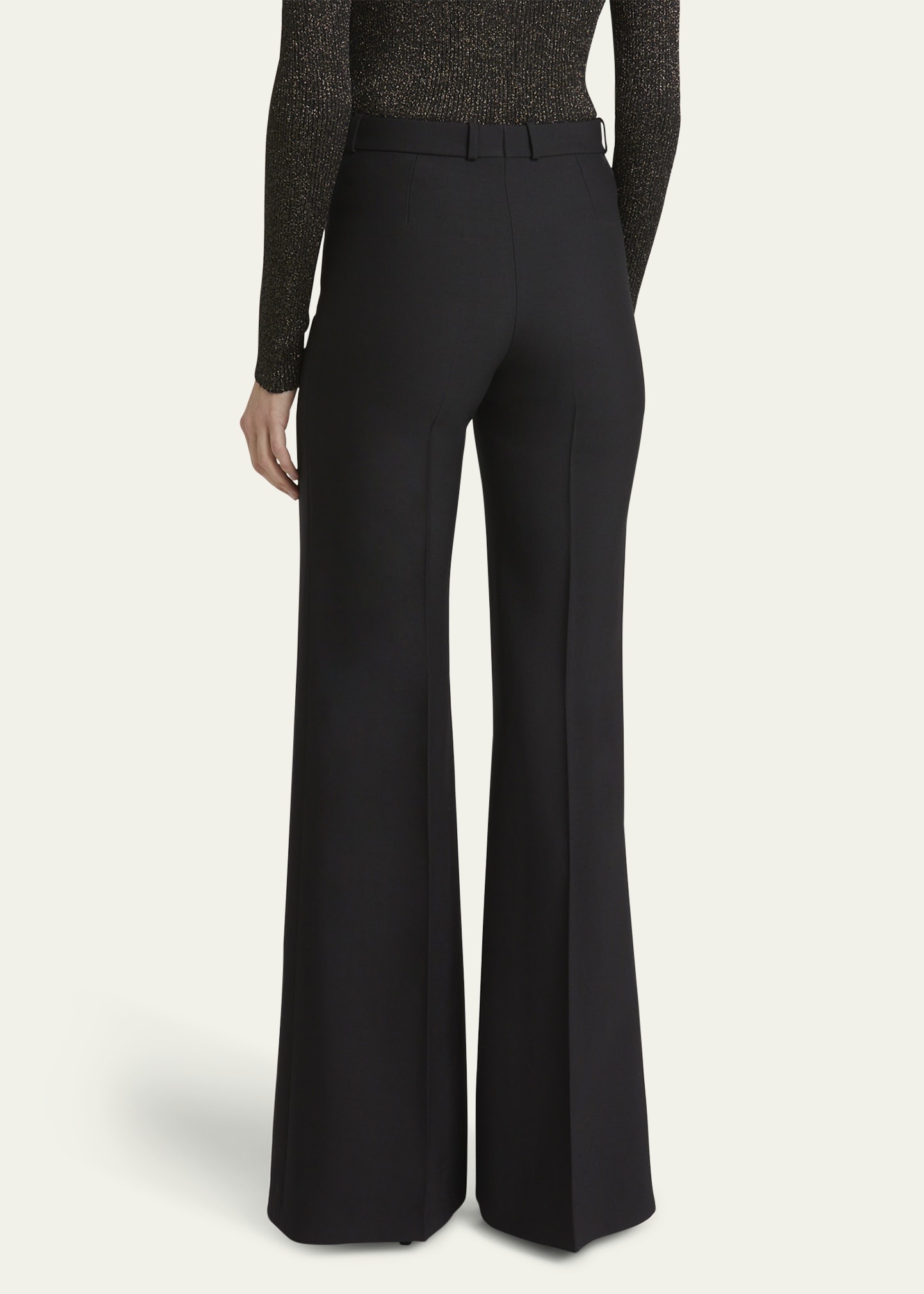 Flared Crepe Wool Trousers - 3