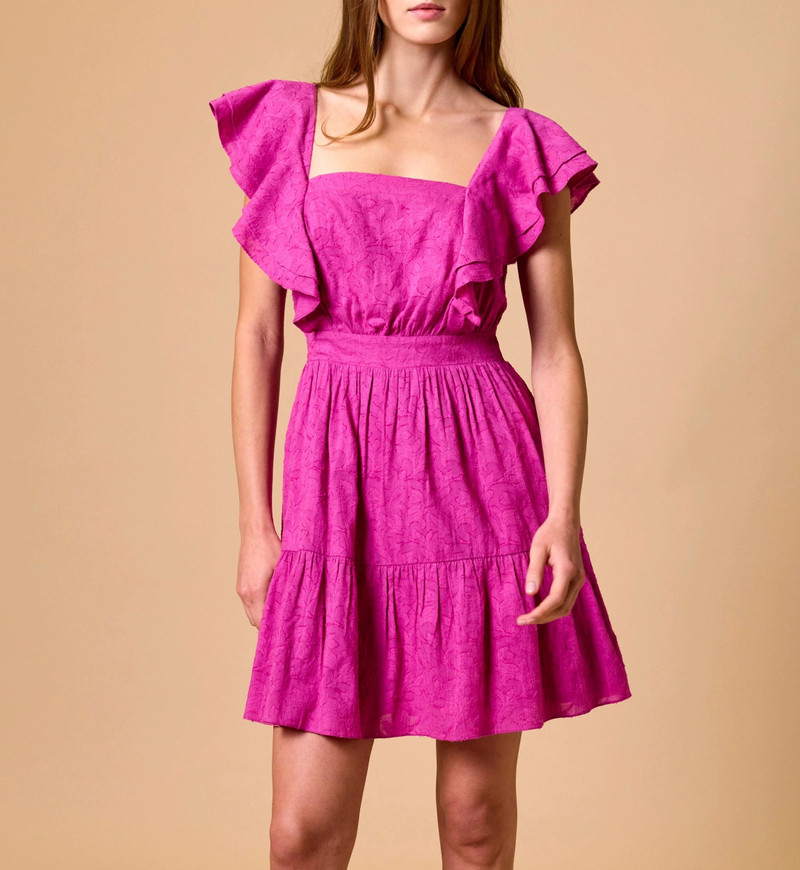 Cleobella VIOLETA MINI DRESS | FUSCHIA RED outlook