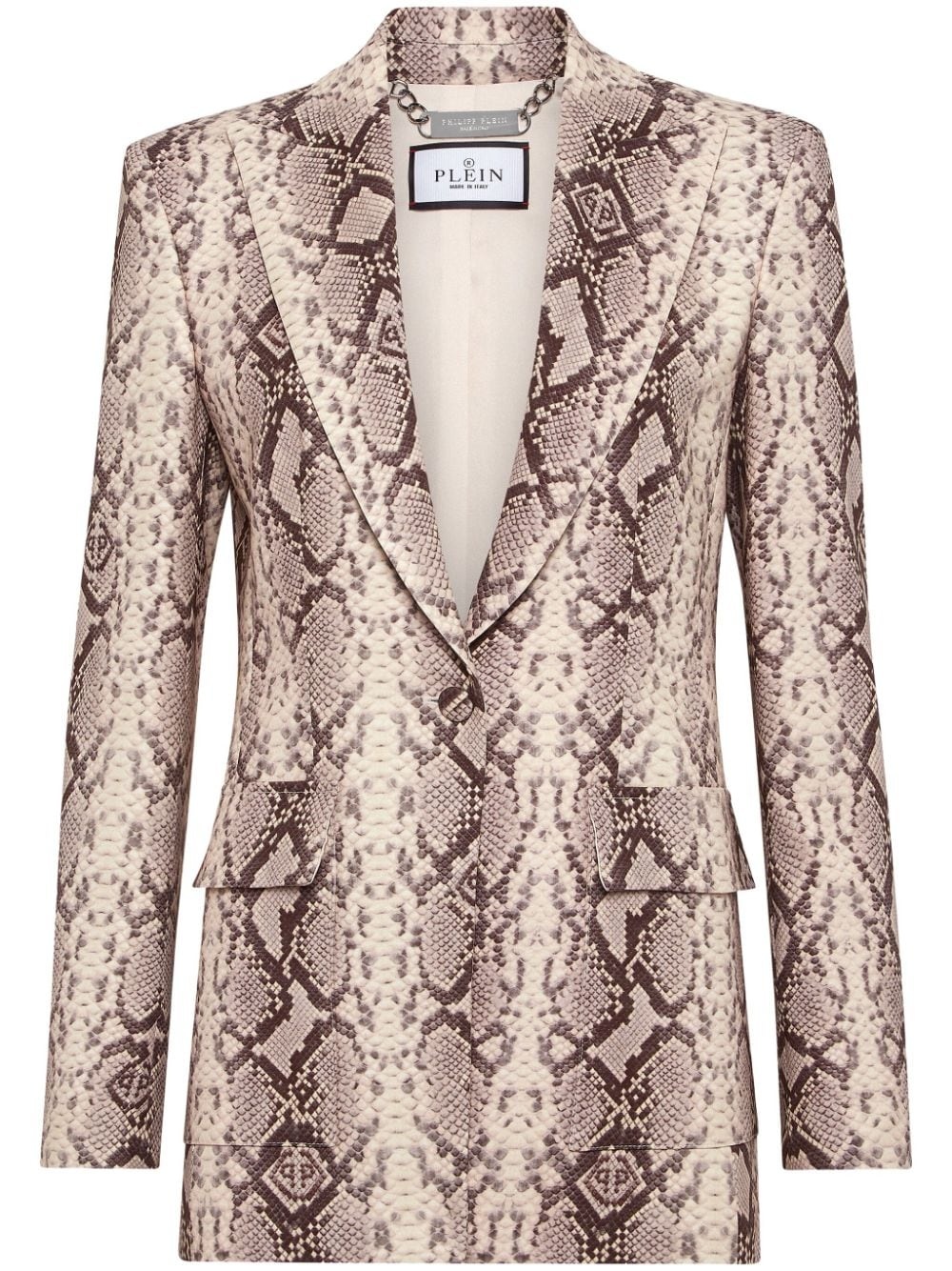 python-print satin blazer - 1