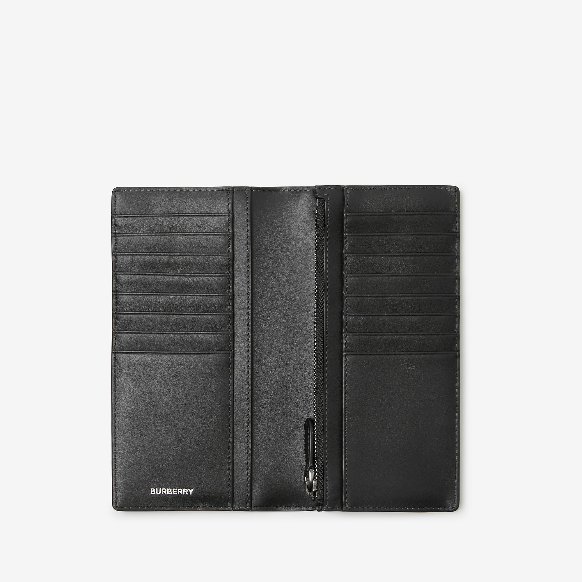 Check and Leather Continental Wallet - 2