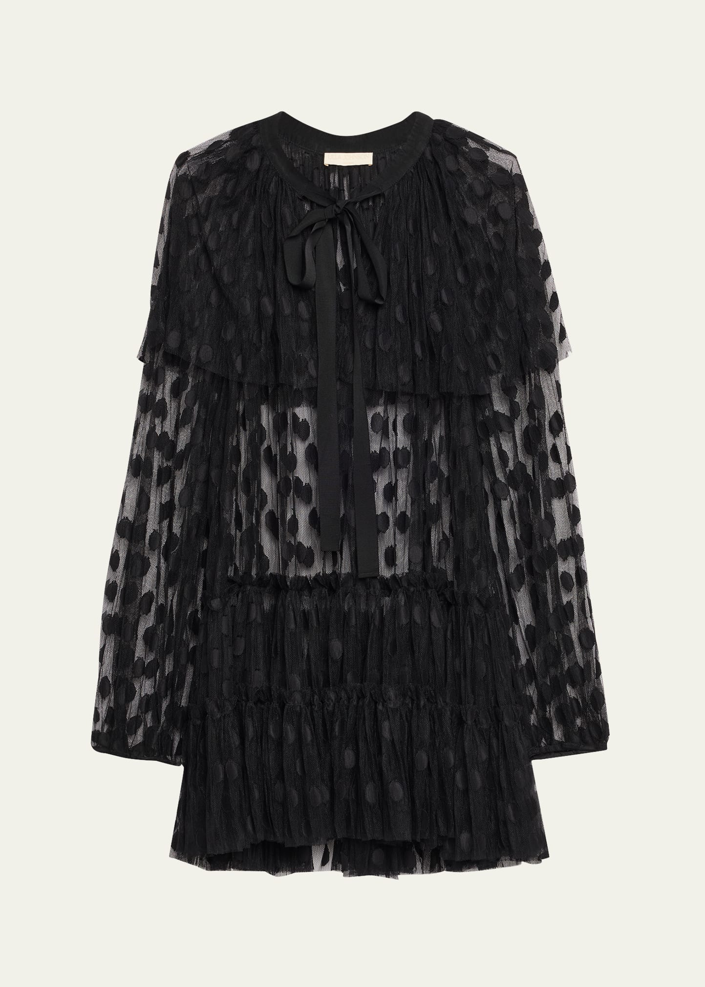 Audette Long-Sleeve Lace Mini Dress - 1