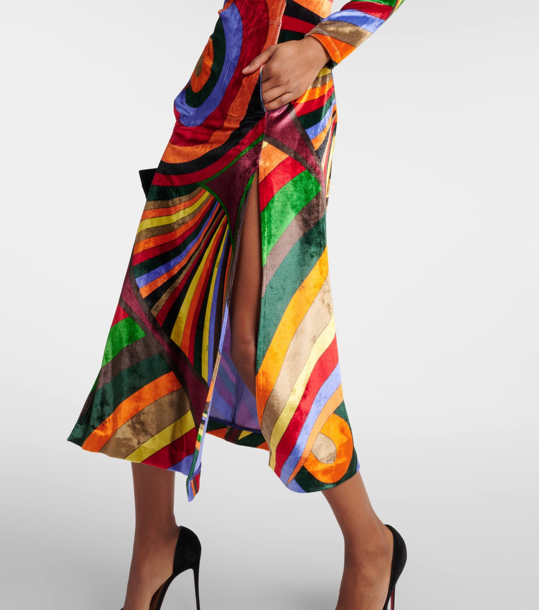 Iride velvet midi dress - 5