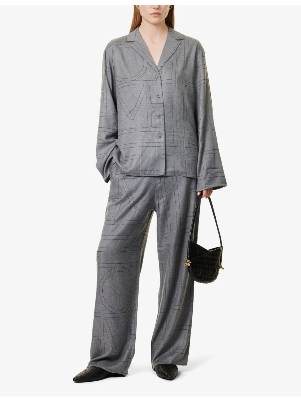 Elasticated-waistband flannel-texture straight-leg mid-rise modal trousers - 2