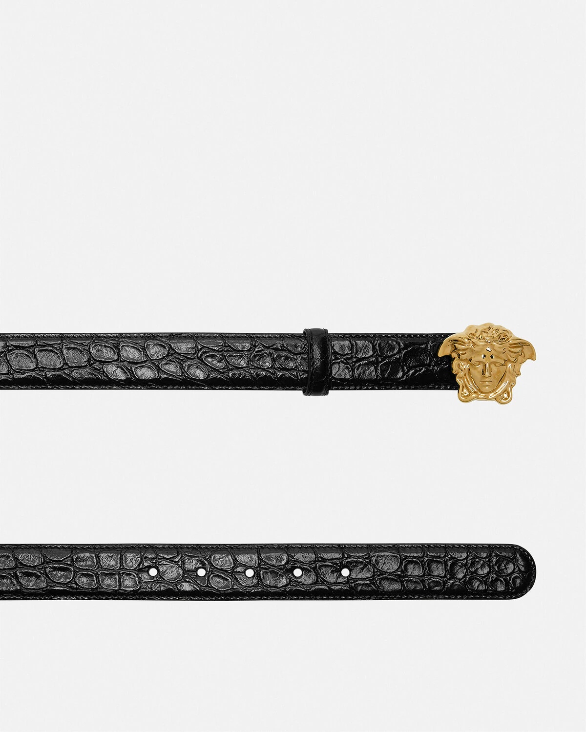 Croc-Effect La Medusa Leather Belt - 2