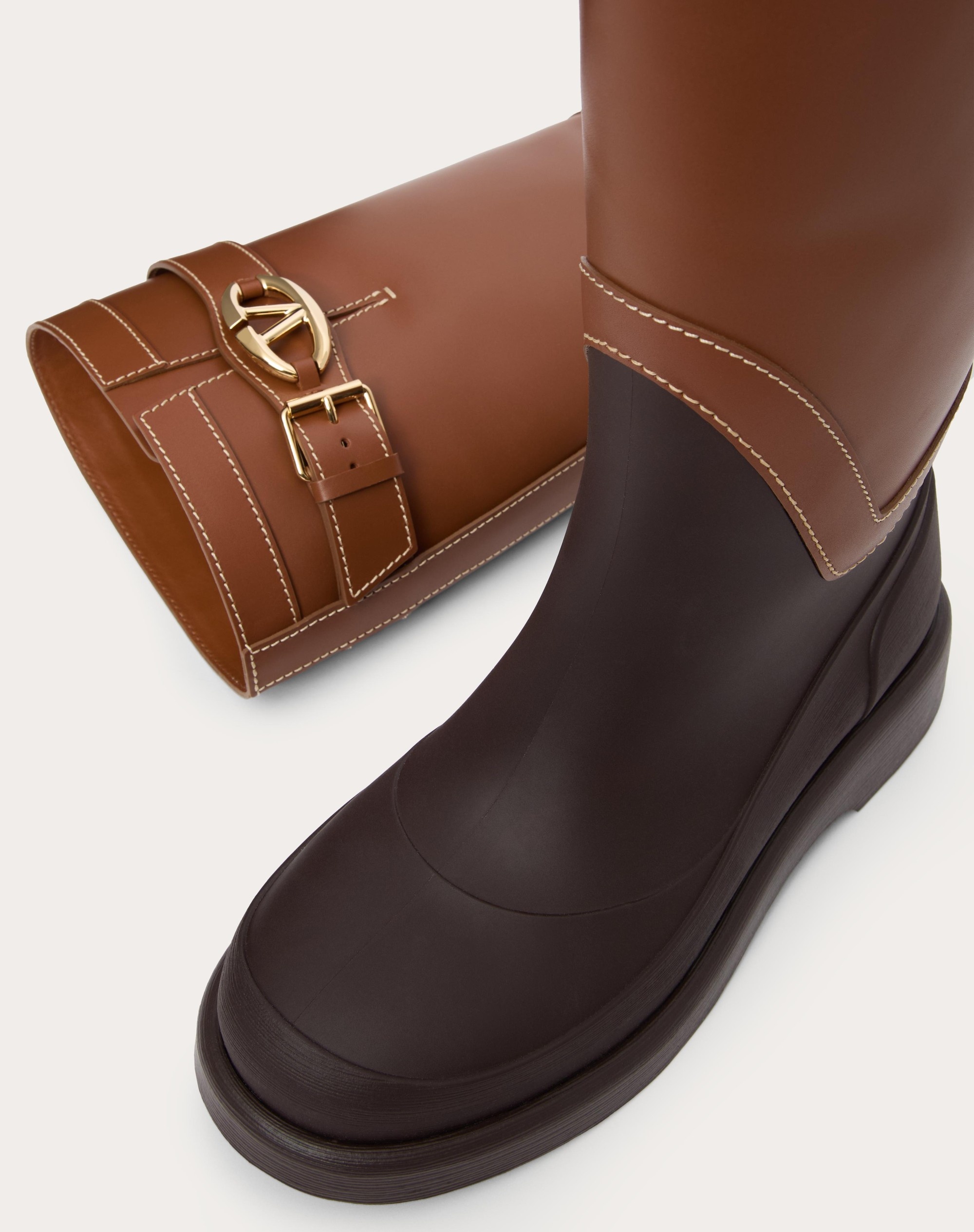 Valentino VLOGO THE BOLD EDITION BOOT IN RUBBER AND CALFSKIN