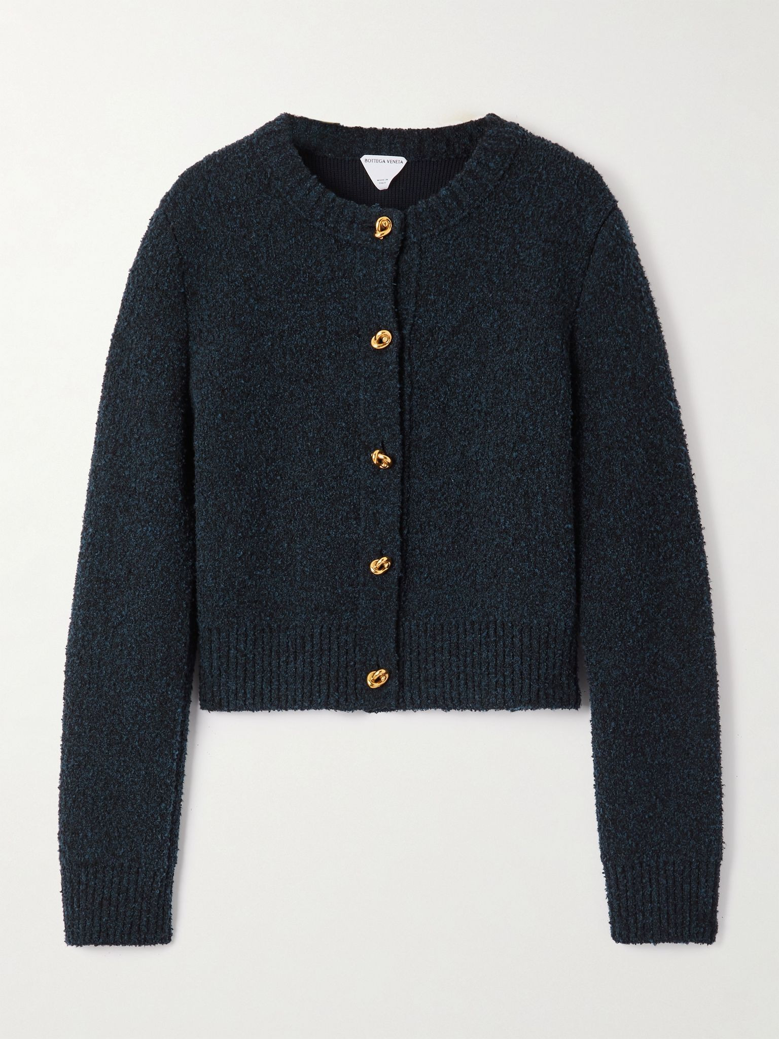 Wool-blend bouclé cardigan Navy - 1