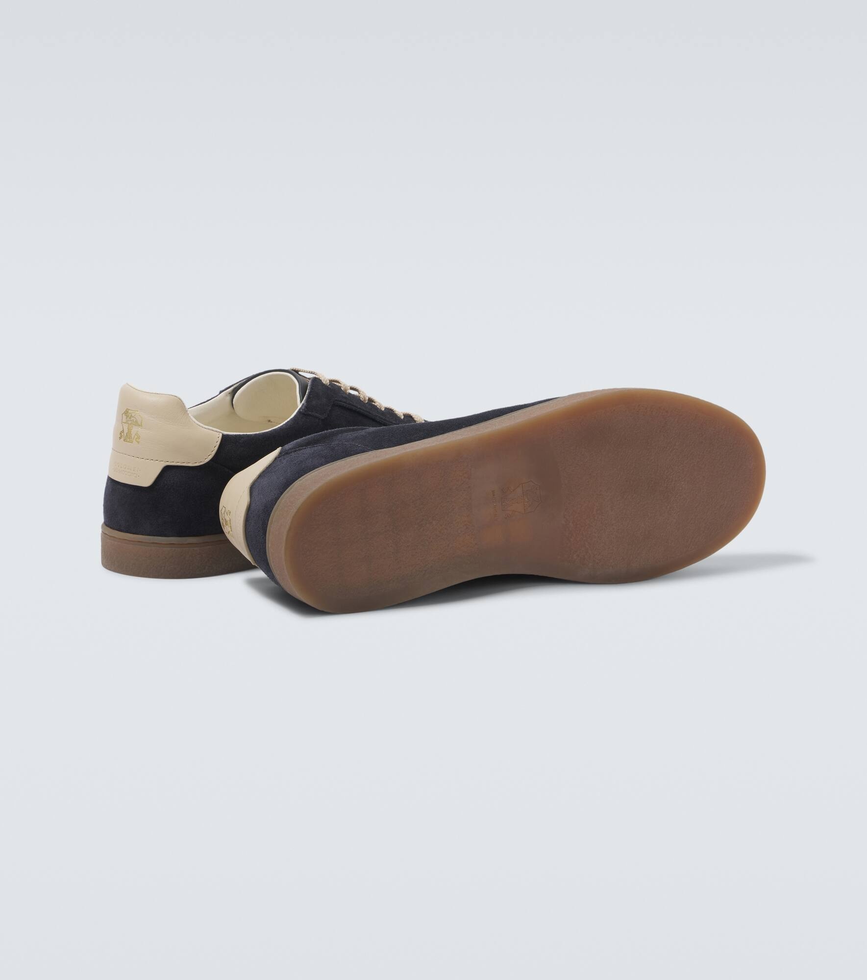 Leather-trimmed suede sneakers - 7