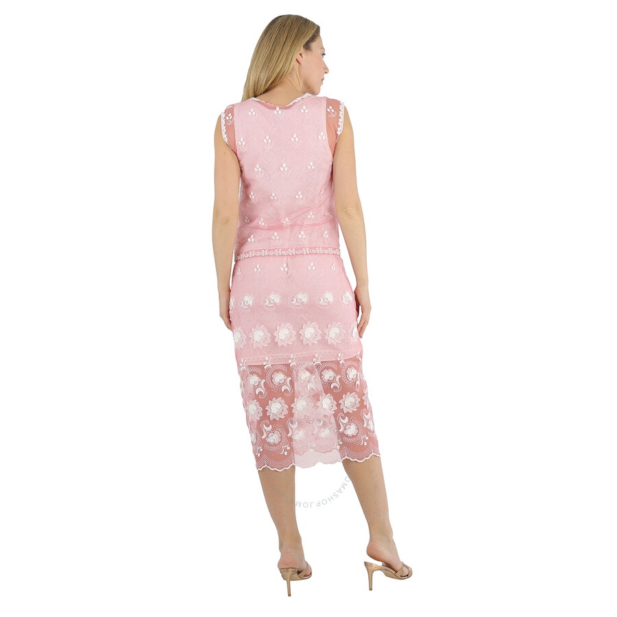 Burberry Ladies Sleeveless Chantilly Lace Embroidered Tulle Dress - 3