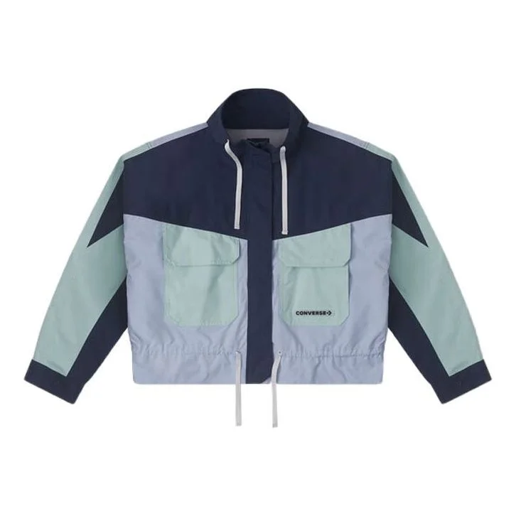 (WMNS) Converse Long Sleeve Short Fit Cargo Windproof Jacket 'Blue' 10026915-A02 - 1