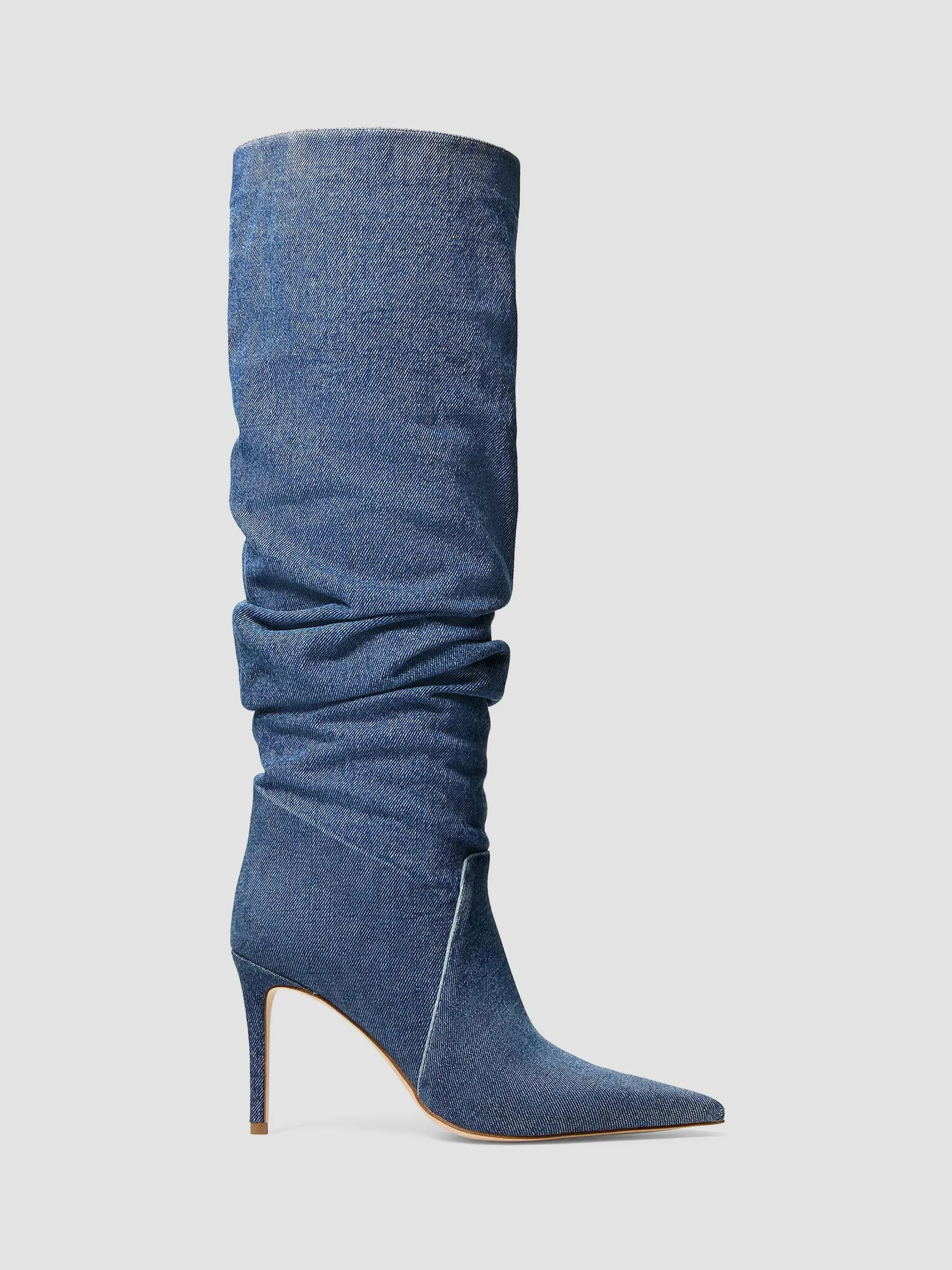 Women's Dawn 90MM Denim Knee-High Boots - Light Vintage Blue - 1