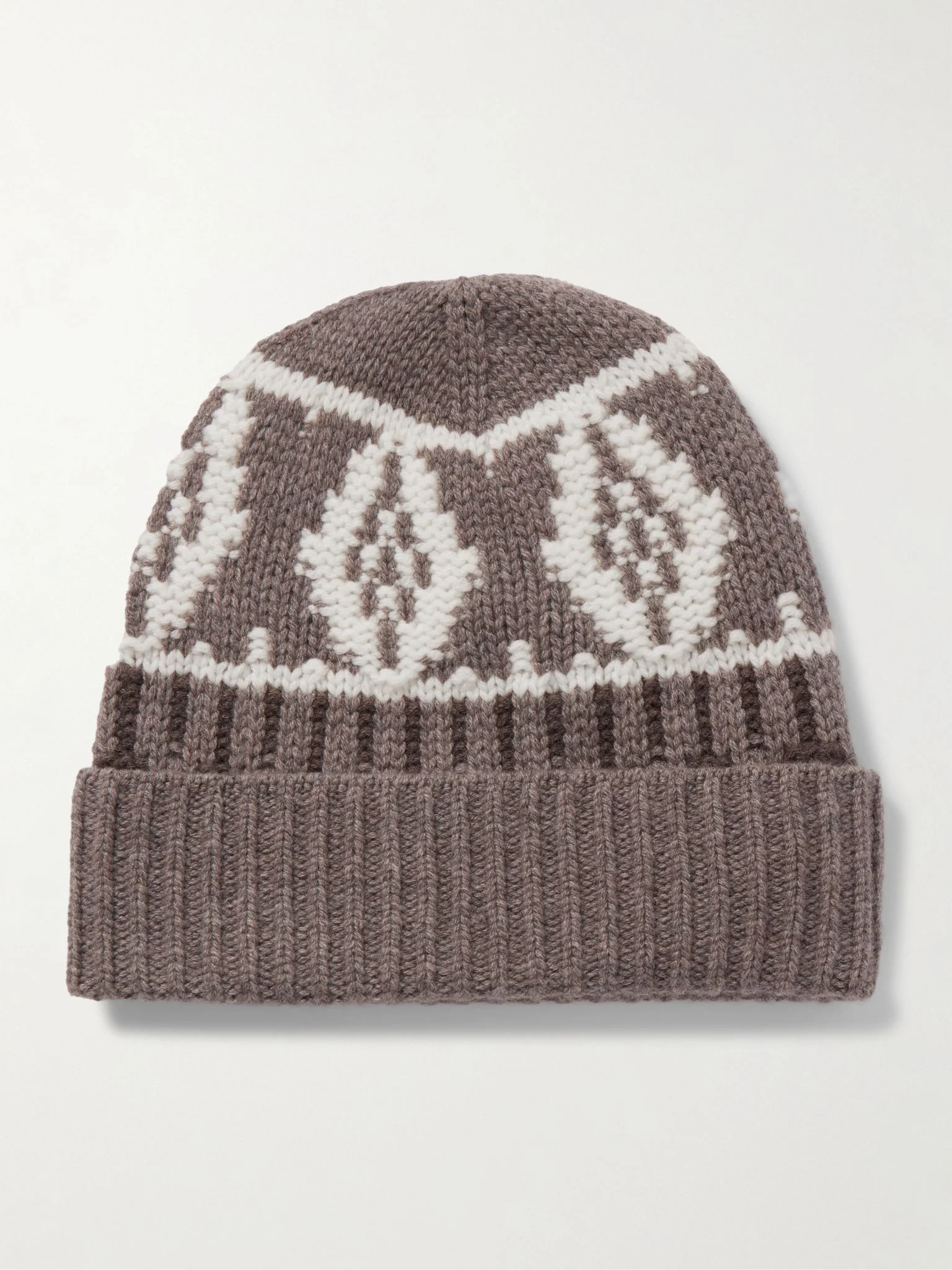 Lorenz Fair Isle cashmere beanie Taupe - 1