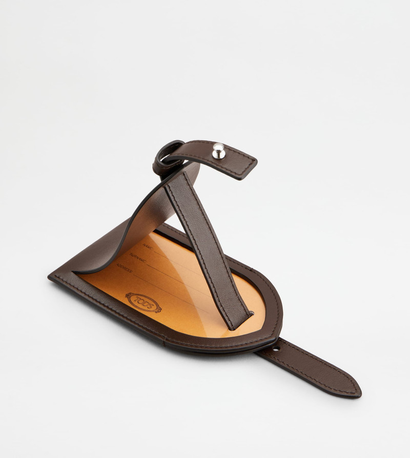 ADDRESS TAG IN LEATHER - BROWN 5