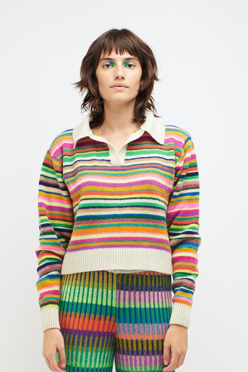 The Elder Statesman ULTRA STRIPE HENLEY outlook