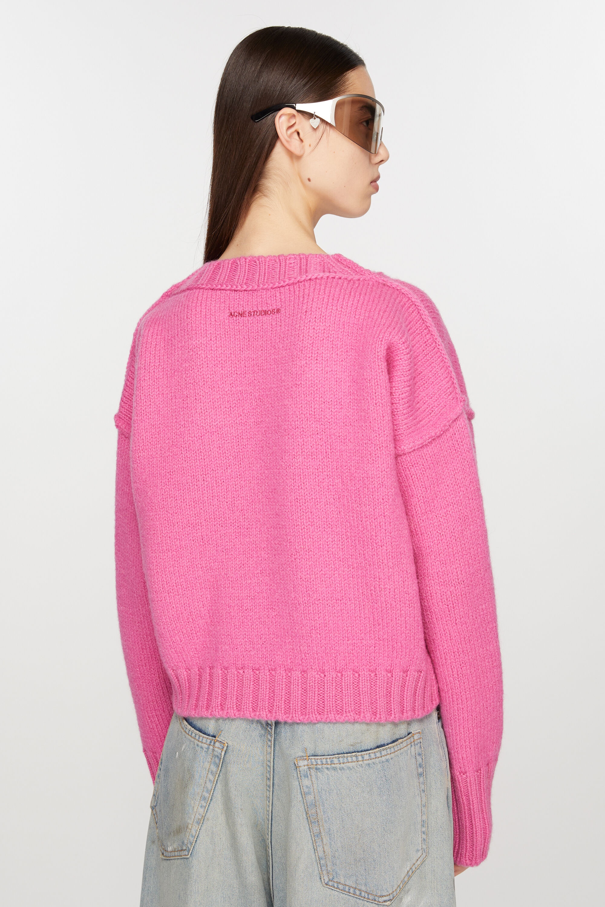 Crew neck wool jumper - Pink - 3