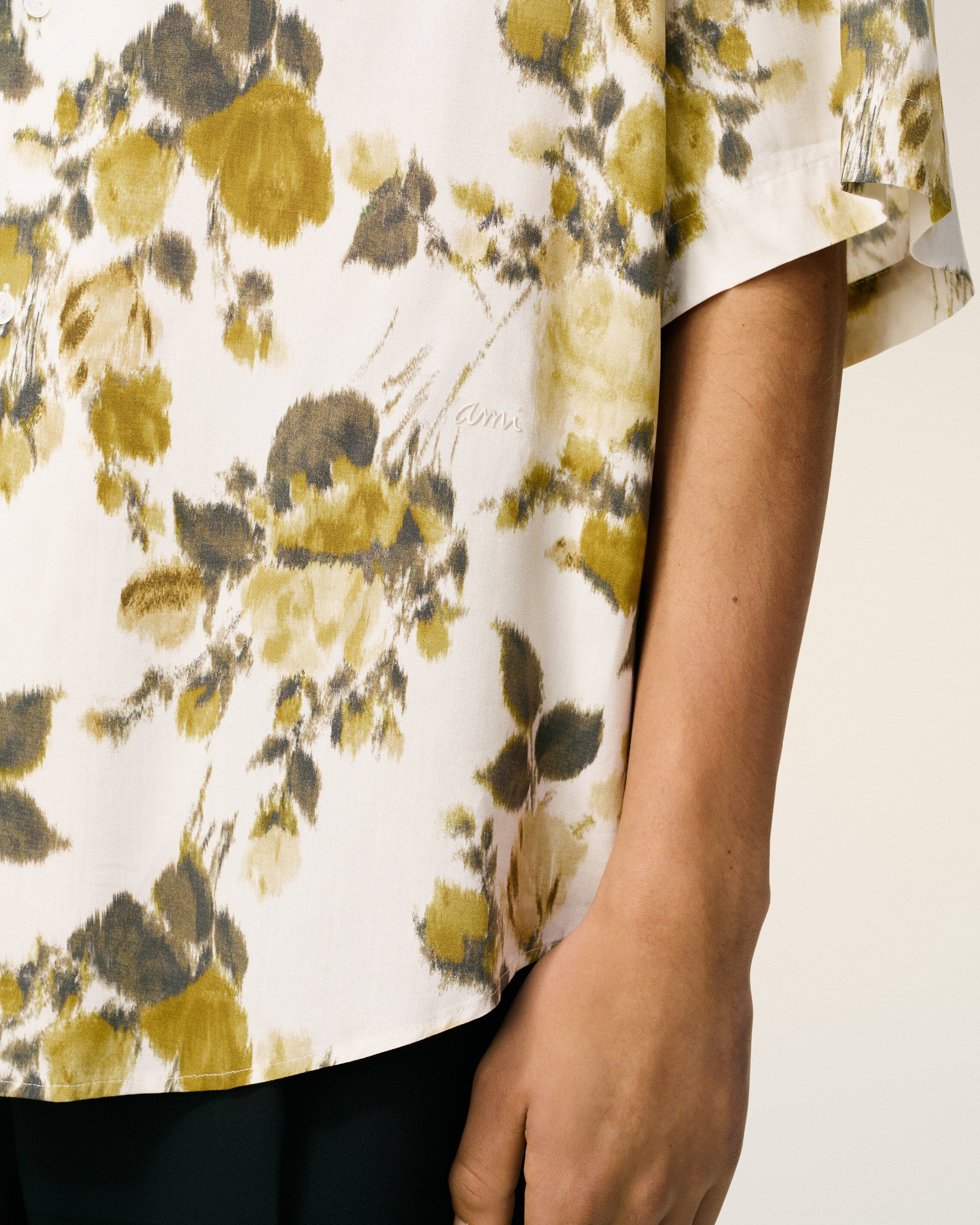 GREEN FLOWER PRINTED  SHORT SLEEVED AMI CAMP SHIRT - 4