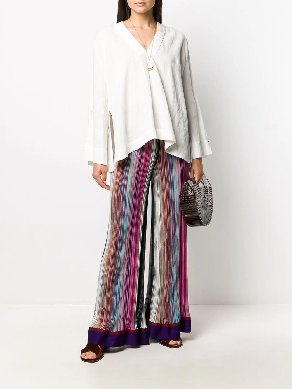 multicolour flared trousers - 2