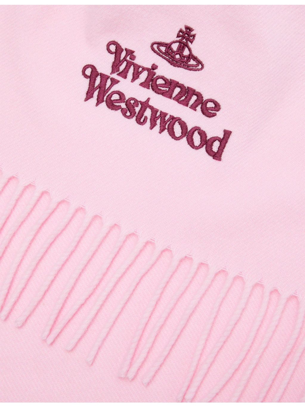 Brand-Embroidered Fringed Wool Scarf - 3