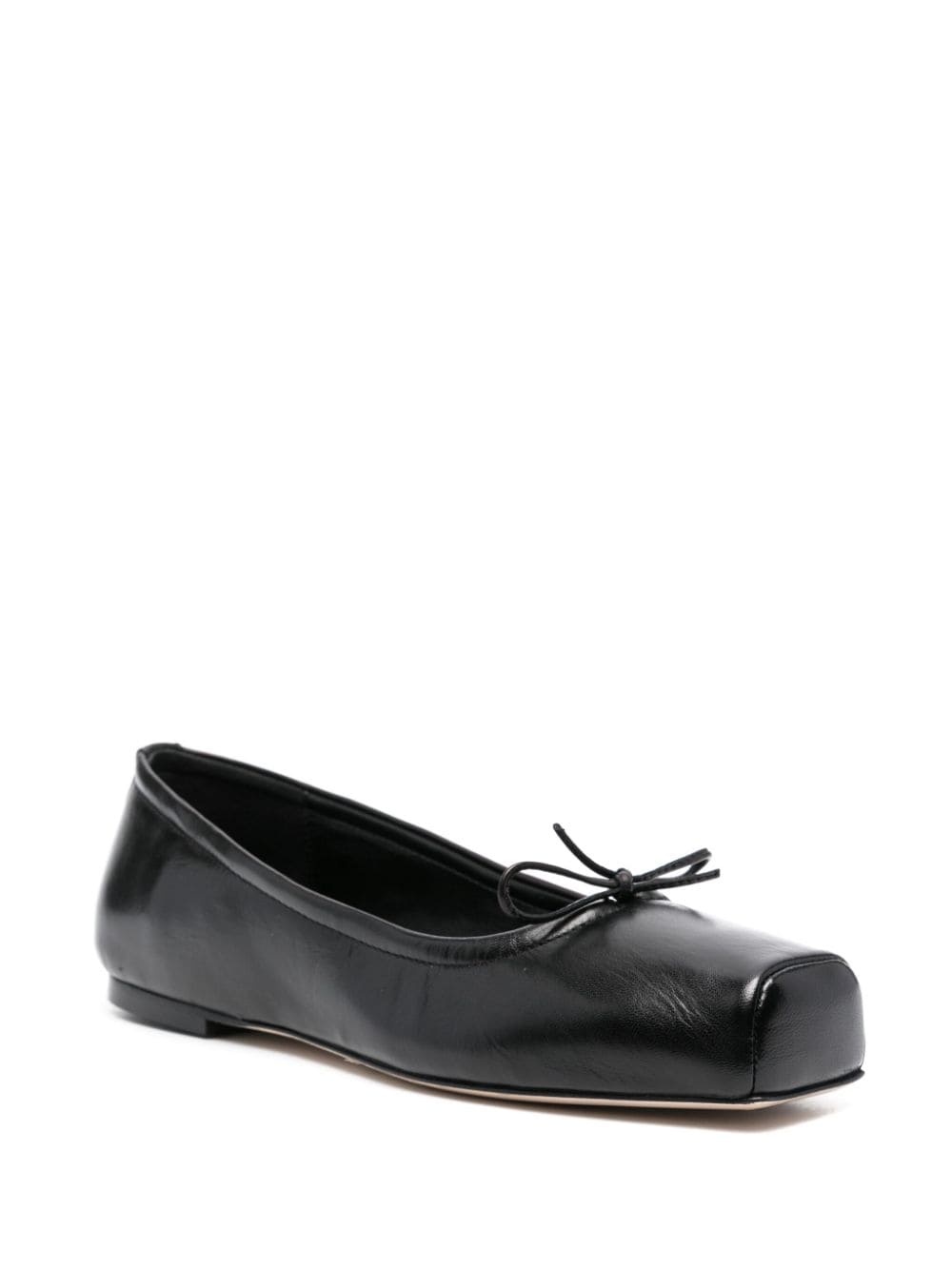 square-toe leather ballerina shoes - 2
