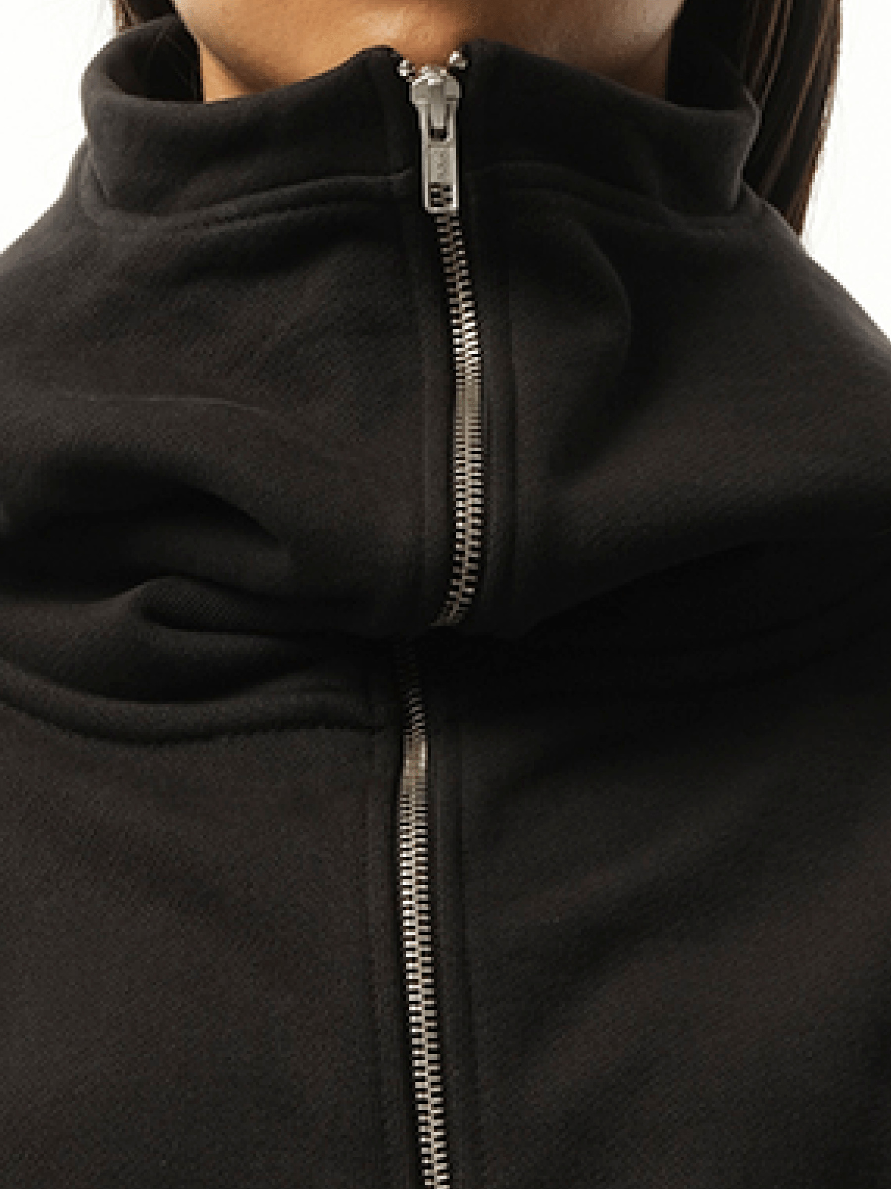 Cropped Full Zip Hoodie in Soot - 3