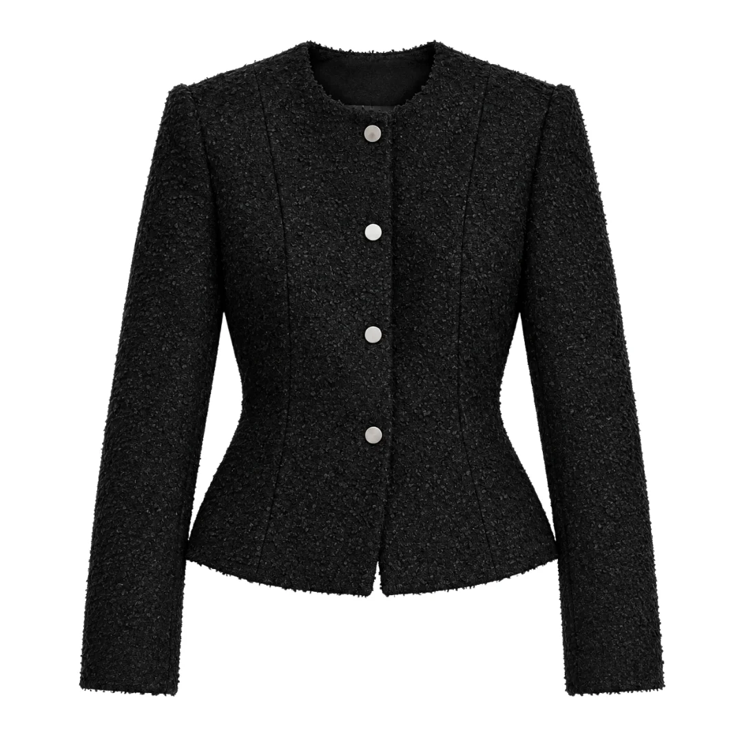 Peplum Crew Neck Jacket - 1