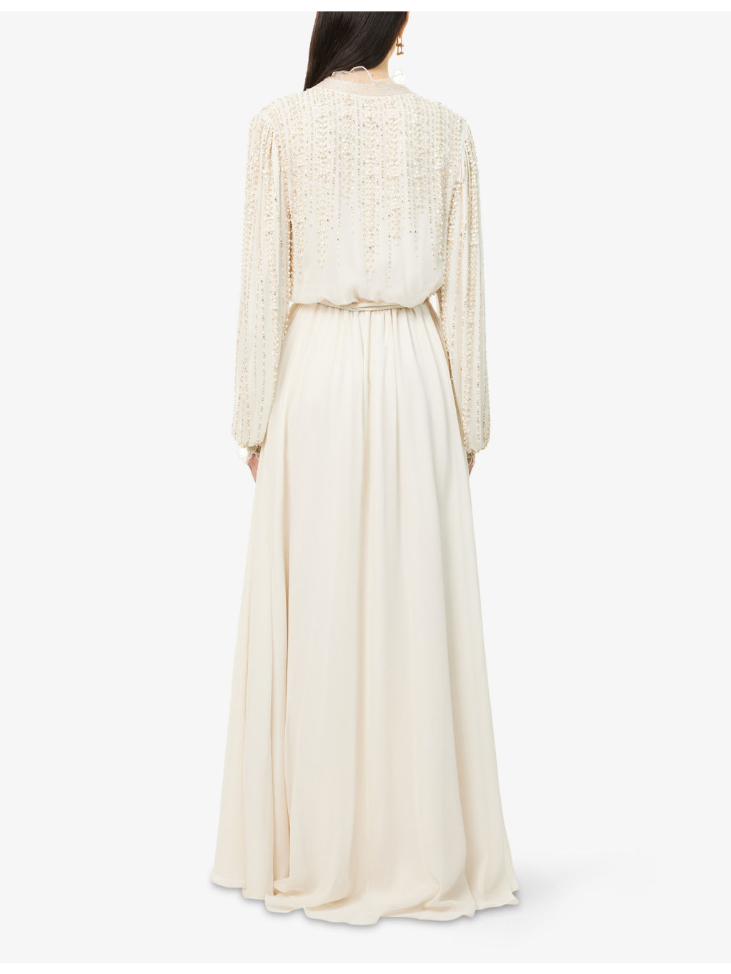 Embroidered Long-Sleeve Silk Gown - 4