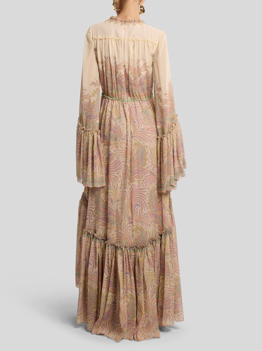 LONG PRINTED SILK DRESS - 4