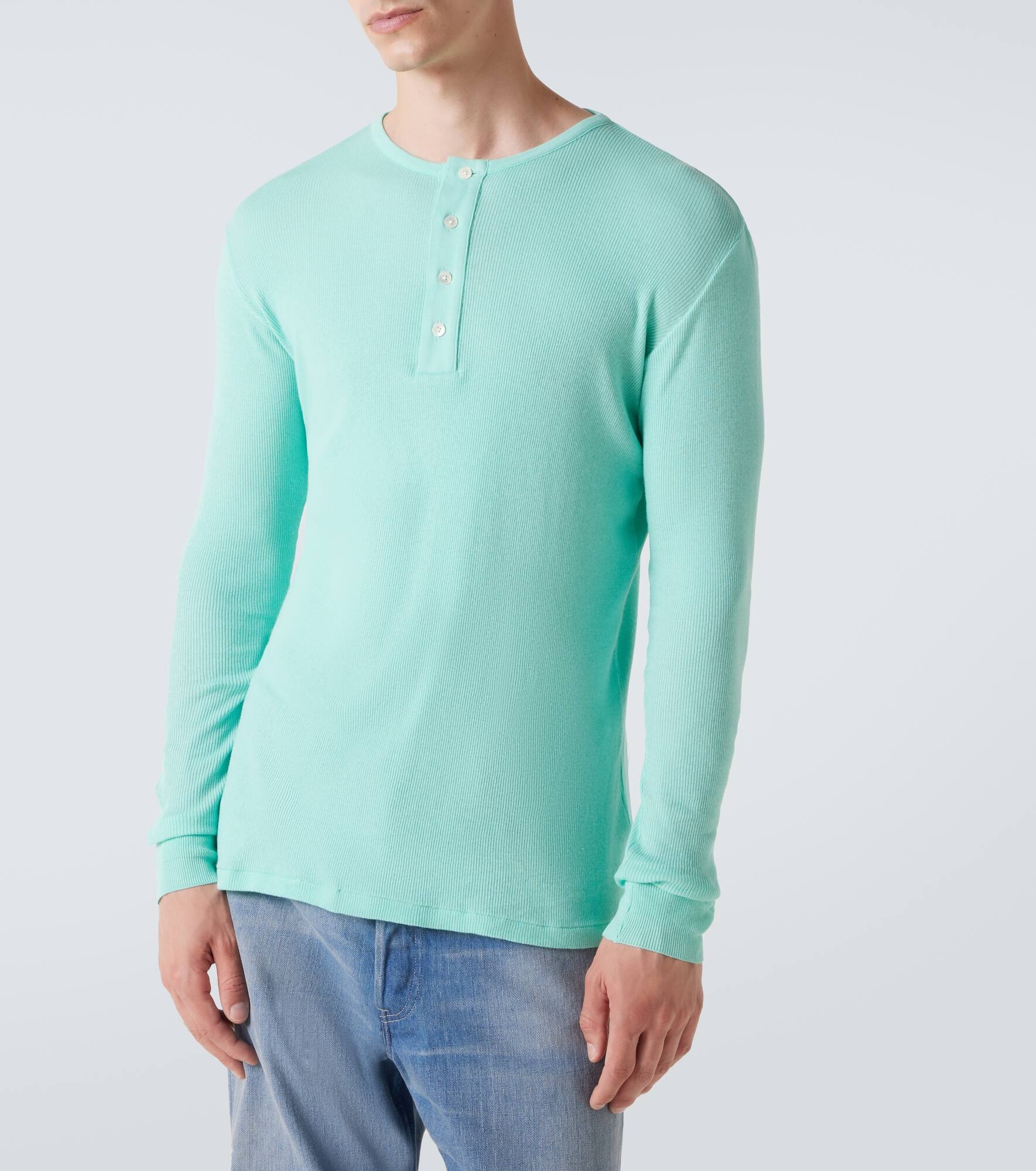 Ribbed-knit cotton Henley shirt - 3