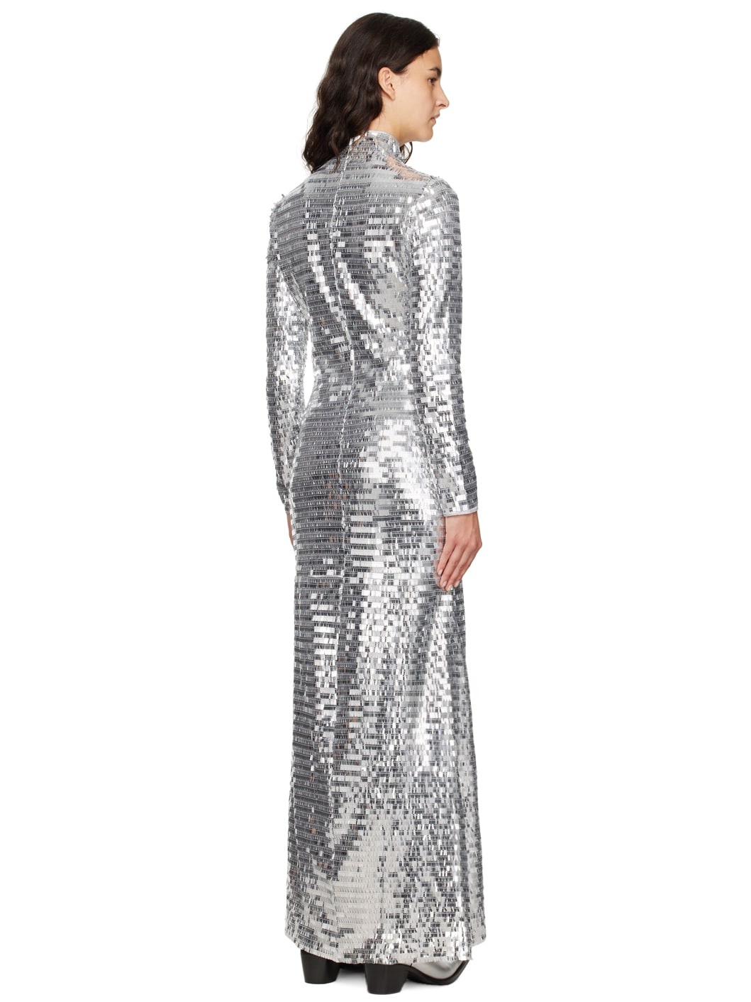 Silver Sculpty Maxi Dress - 3