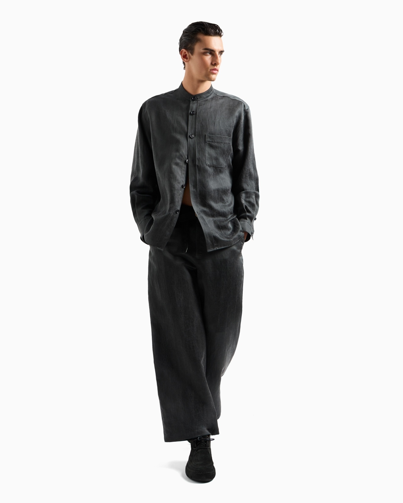 SHIRT JACKET IN LYOCELL AND LINEN CANVAS - 2