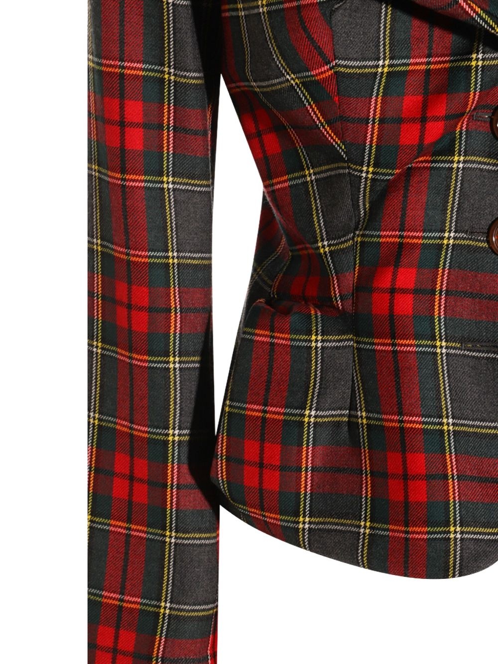 tartan-patterned blazer - 5