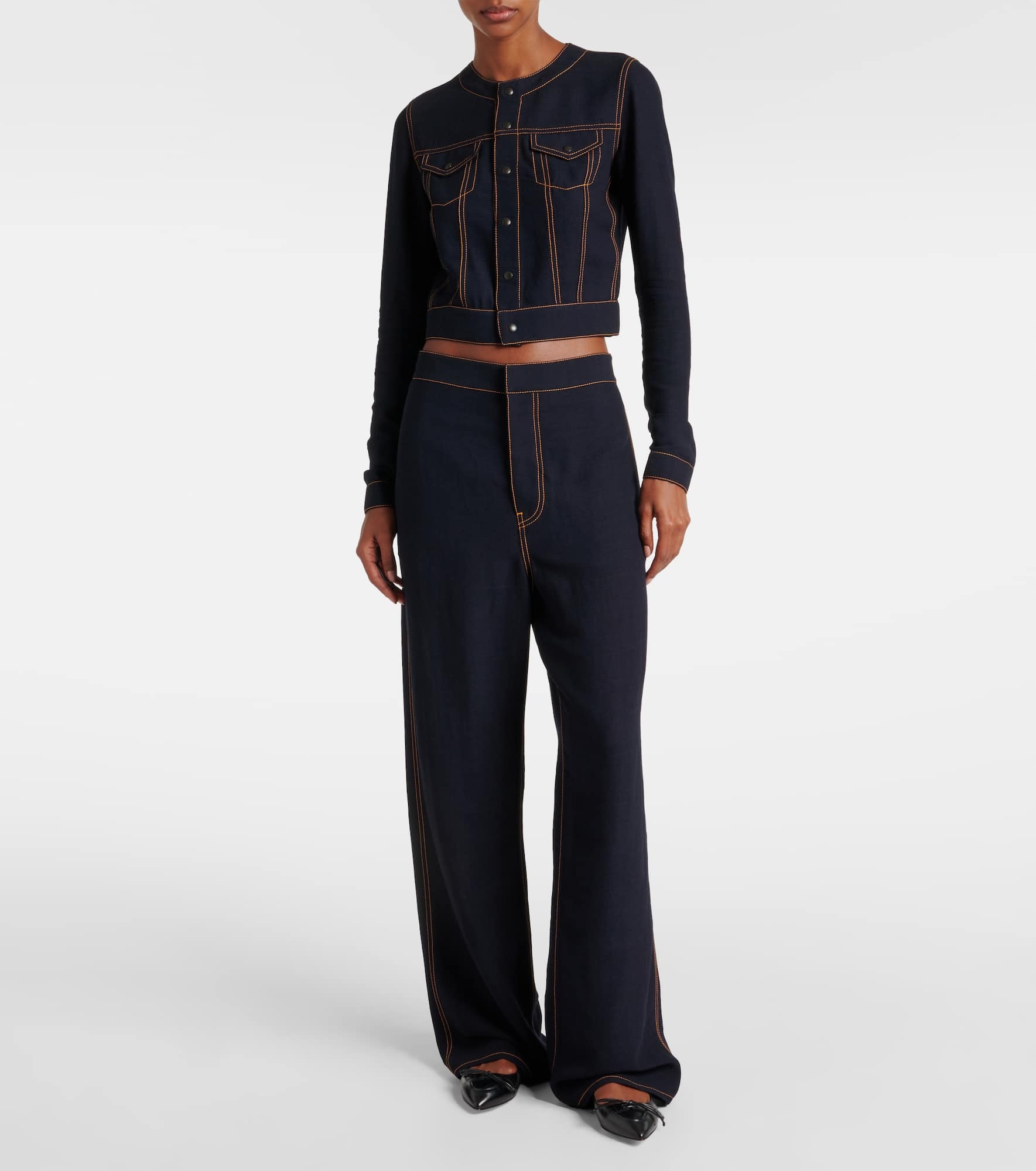 Fluid cropped wool-blend jacket - 2