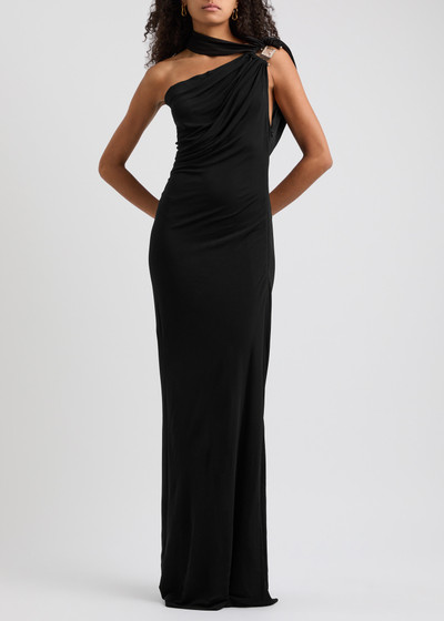 CHRISTOPHER ESBER Bezel Quartz one-shoulder draped jersey gown outlook