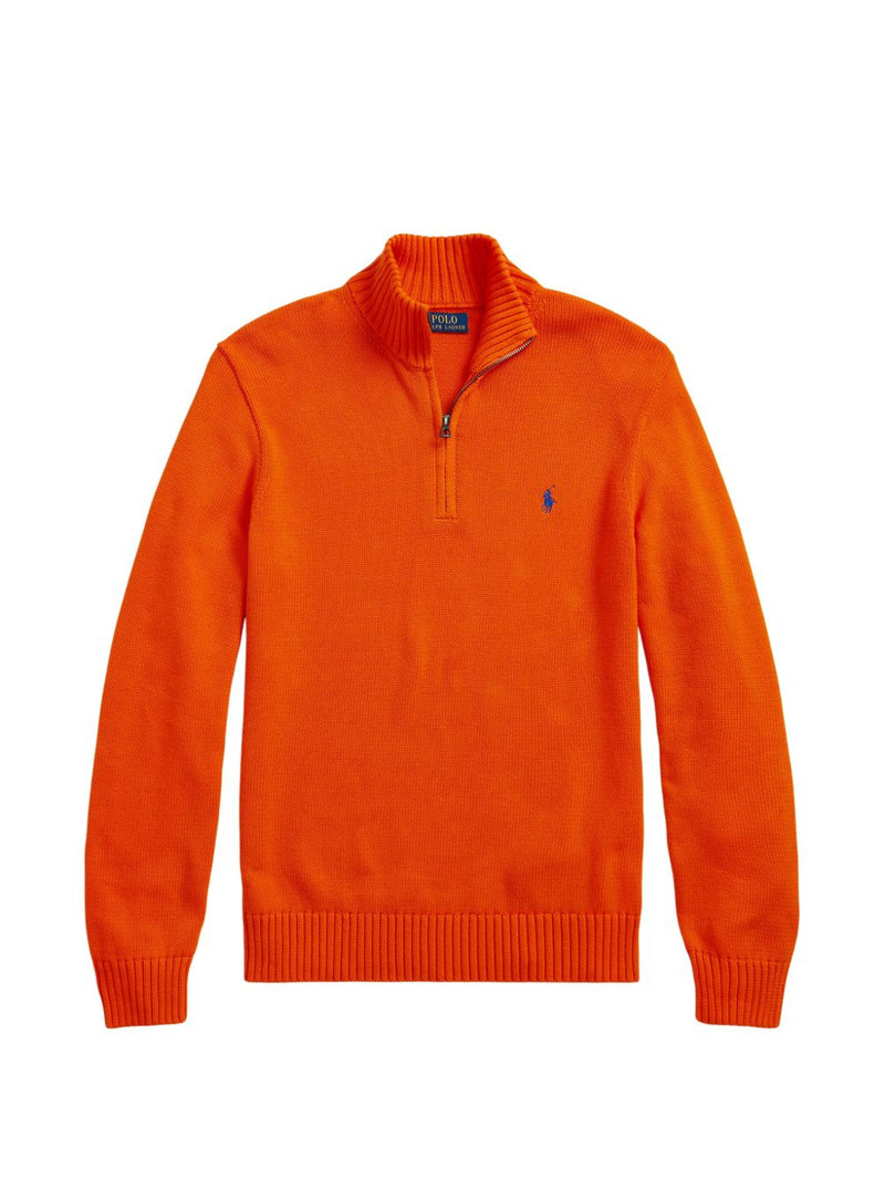 quarter-zip embroidered-logo sweater 1