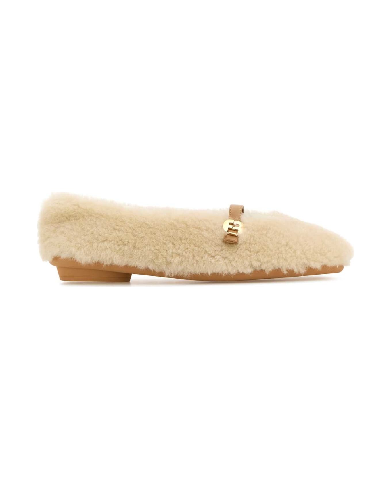 Ivory Shearling Noella Ballerinas - 1