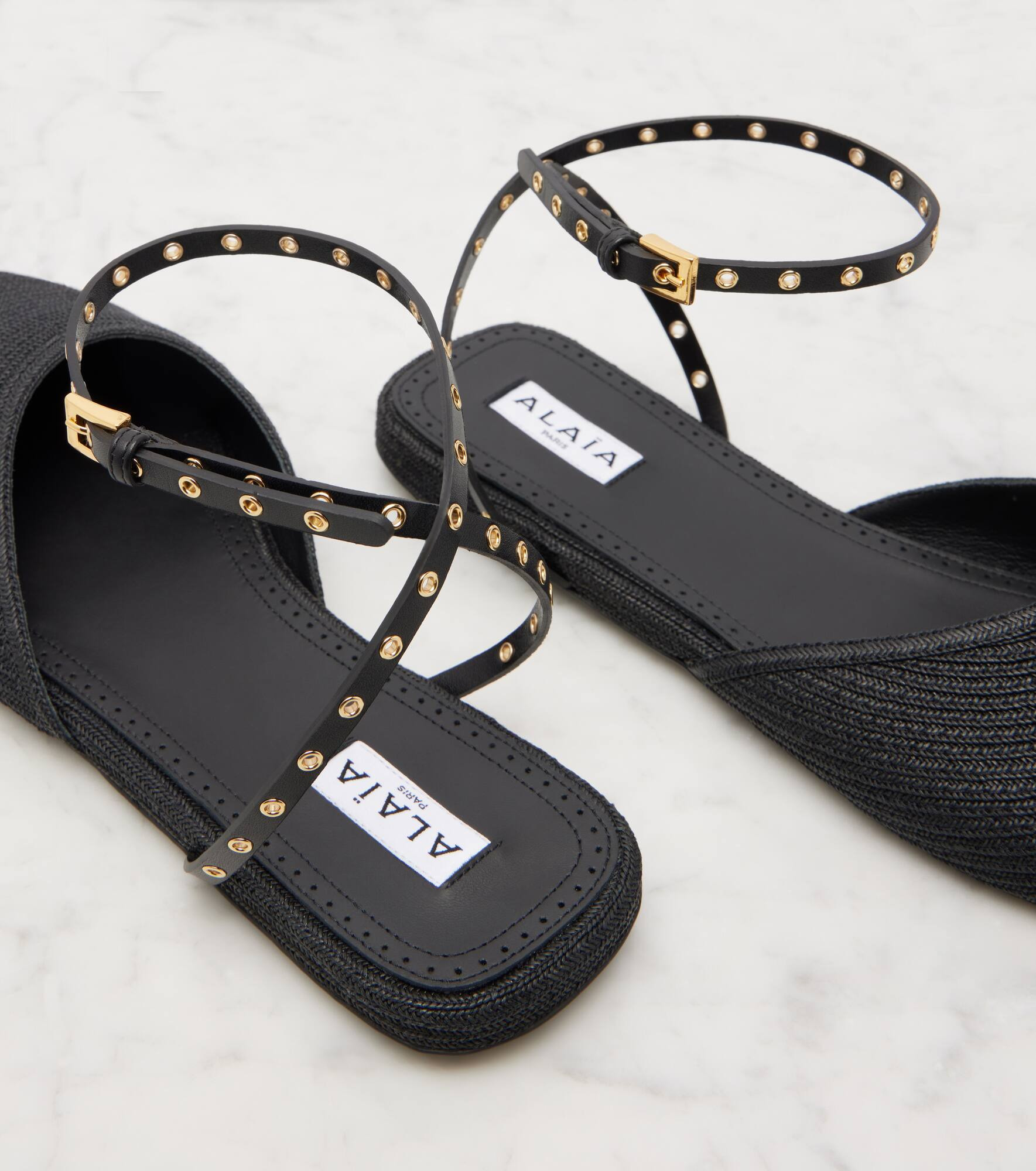 Leather-trimmed slingback flats - 5