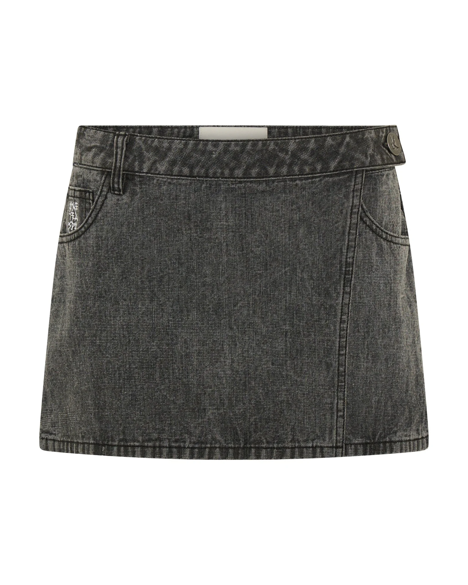 Alexia Low Waist Wrap Mini Denim Skirt - Rocco Grey Black - 1