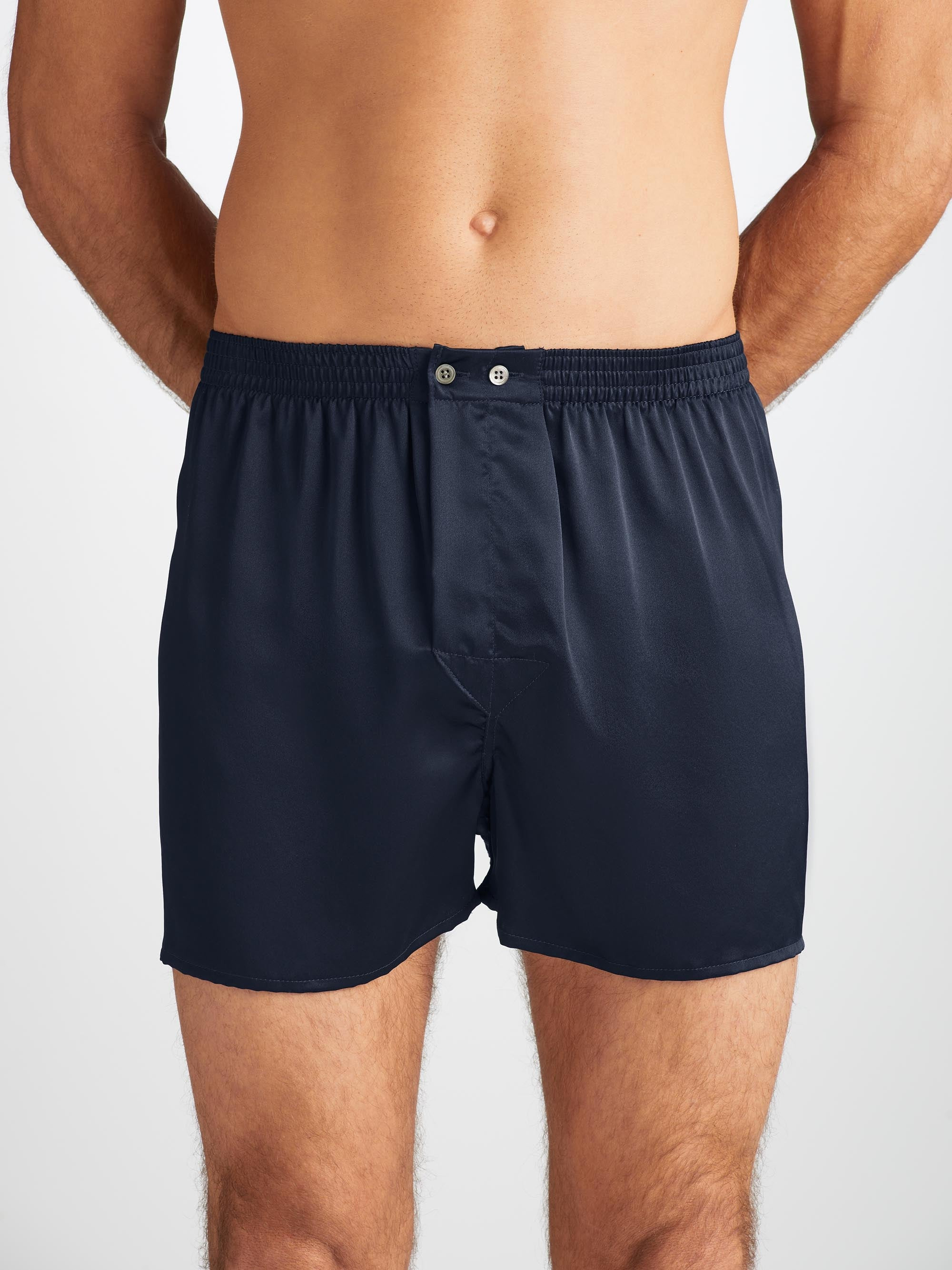 Men's Classic Fit Boxers Bailey Silk Satin Navy - 3
