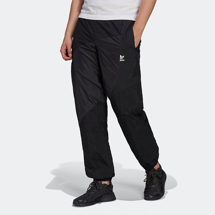 Men's adidas originals Casual Solid Color Splicing Sports Pants/Trousers/Joggers Black HE2953 - 2