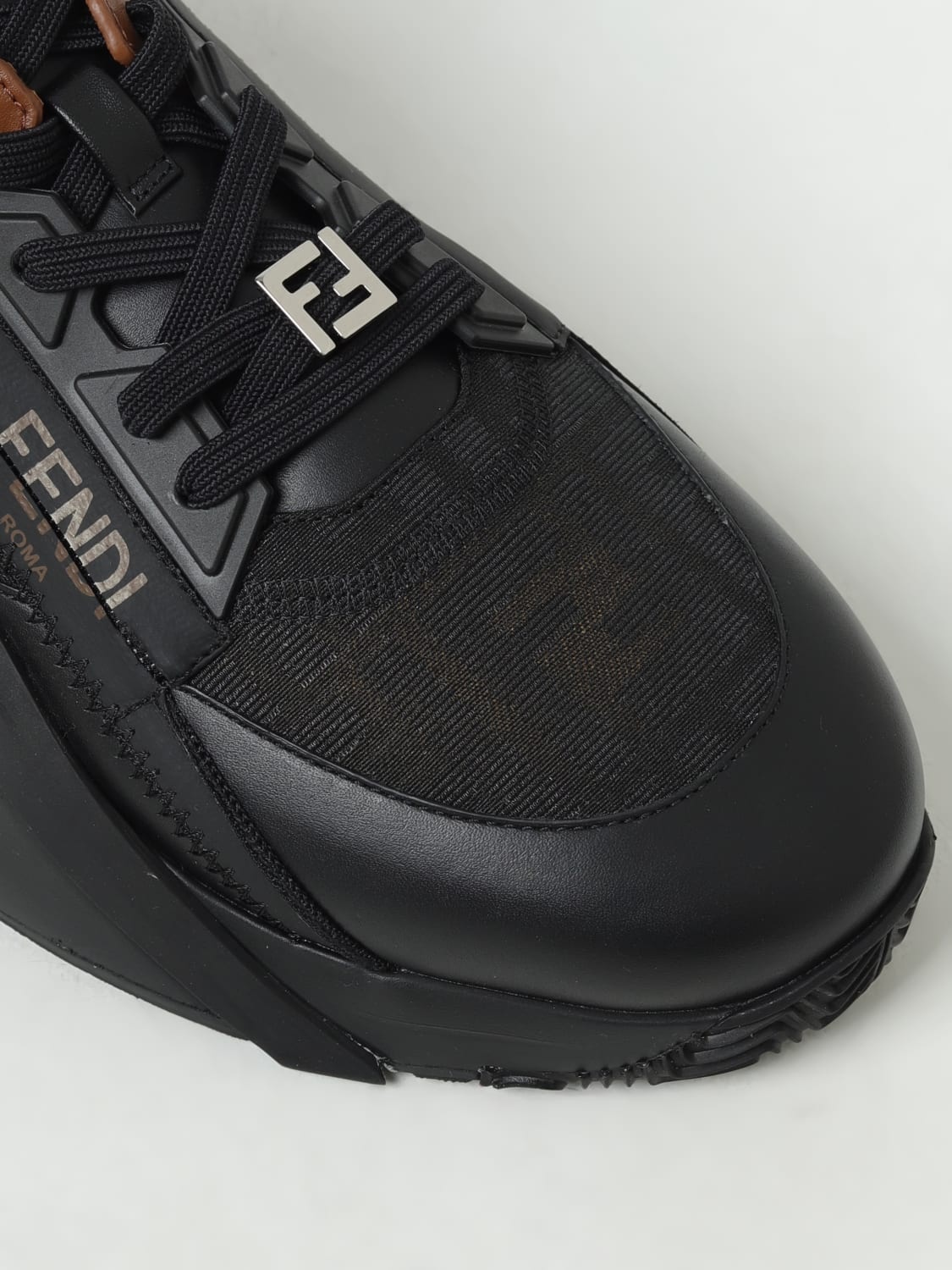 FendiFlow sneakers in leather and fabric with monogram - 4