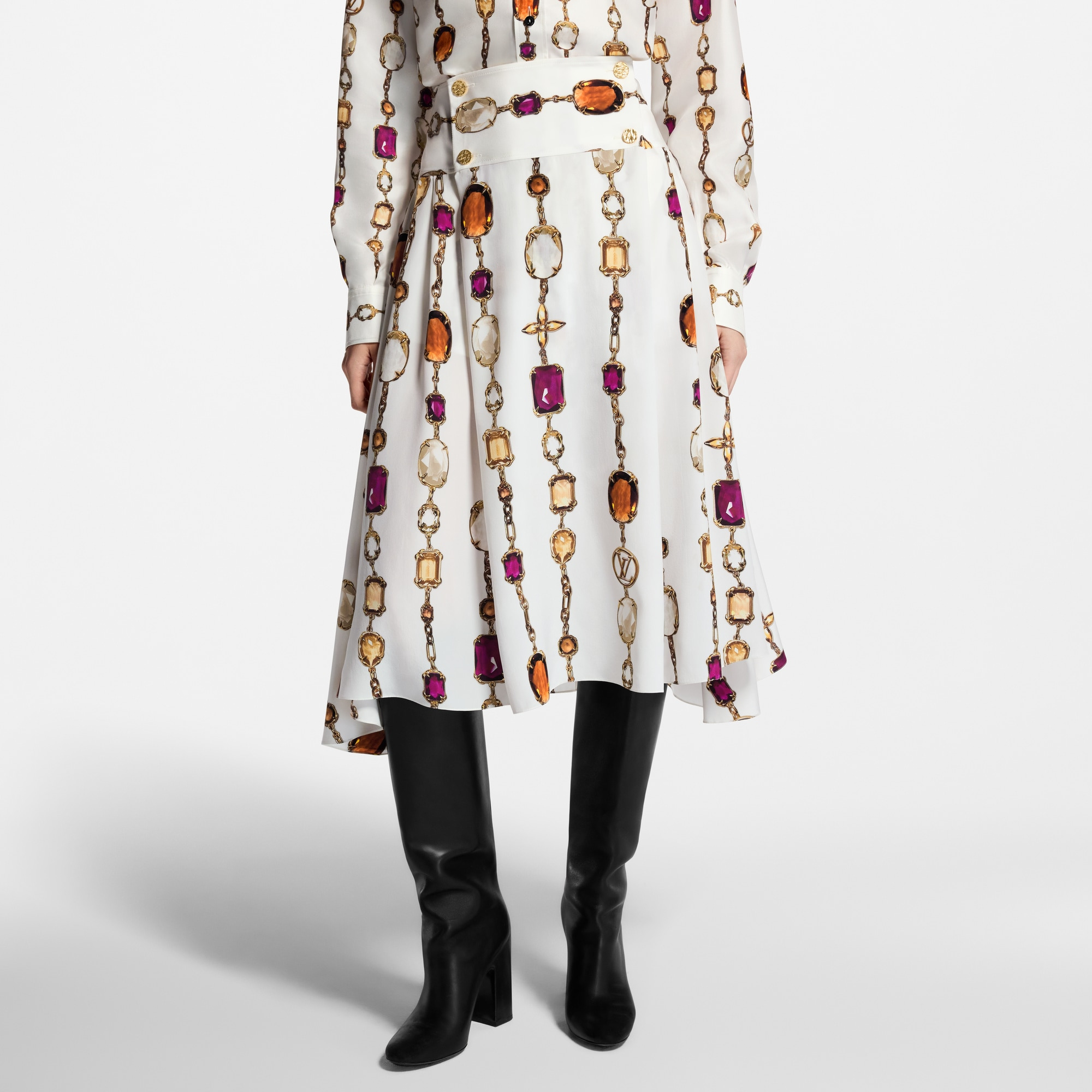 Necklace Print Midi Skirt - 4